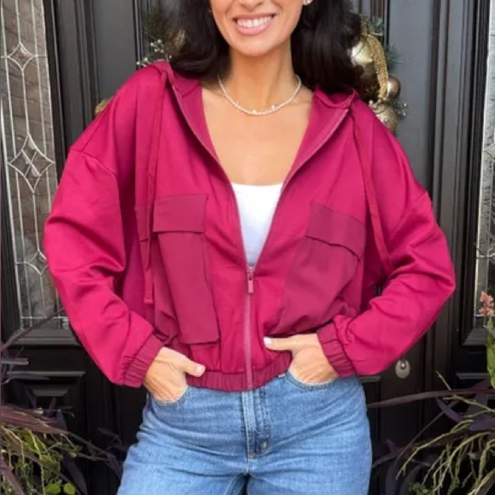 Zenana Utility Jacket Large Front Patch Pockets S… - image 4